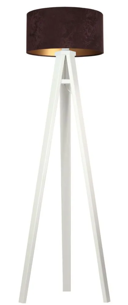 Lampa stojąca HOME 40 brązowa/złota/biała welurowa walec | MIRAT.