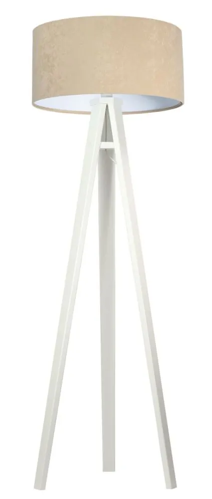 Lampa stojąca HOME 50 beżowa/biała/biała na drewnianej podstawie | MIRAT.