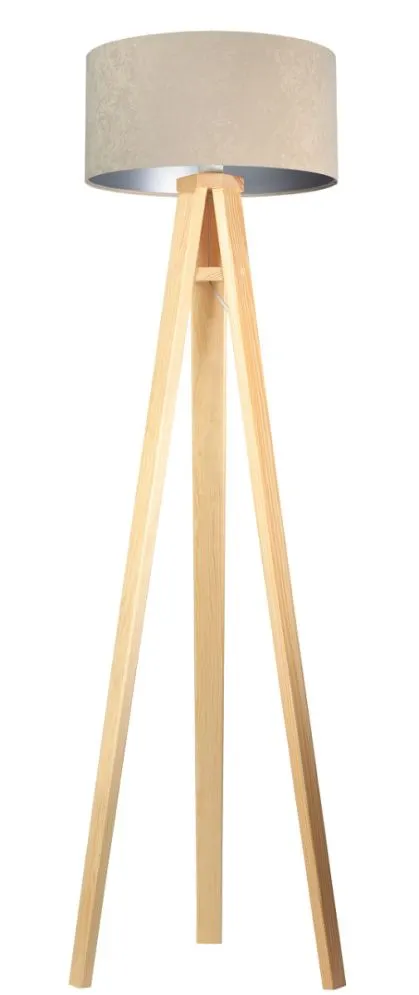 Lampa stojąca HOME 40 beżowa/srebrna/sosna w stylu skandynawskim | MIRAT.