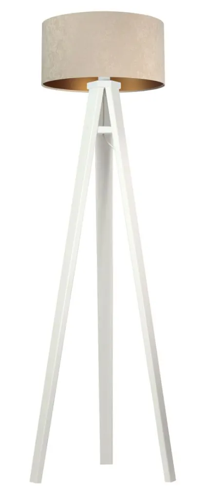 Lampa stojąca HOME 40 beżowa/złota/biała na trójnogu | MIRAT.