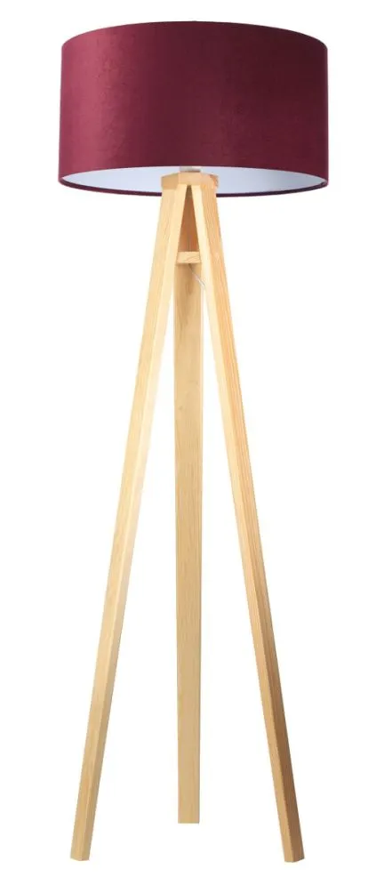 Lampa stojąca HOME 50 bordowa/biała/sosna z włącznikiem nożnym | MIRAT.