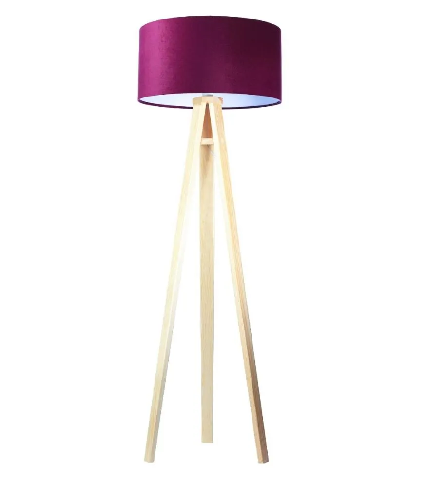 Lampa stojąca HOME 50 fioletowa/biała/sosna z włącznikiem nożnym | MIRAT.