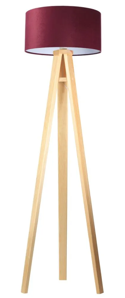 Lampa stojąca HOME 40 bordowa/biała/sosna do salonu | MIRAT.