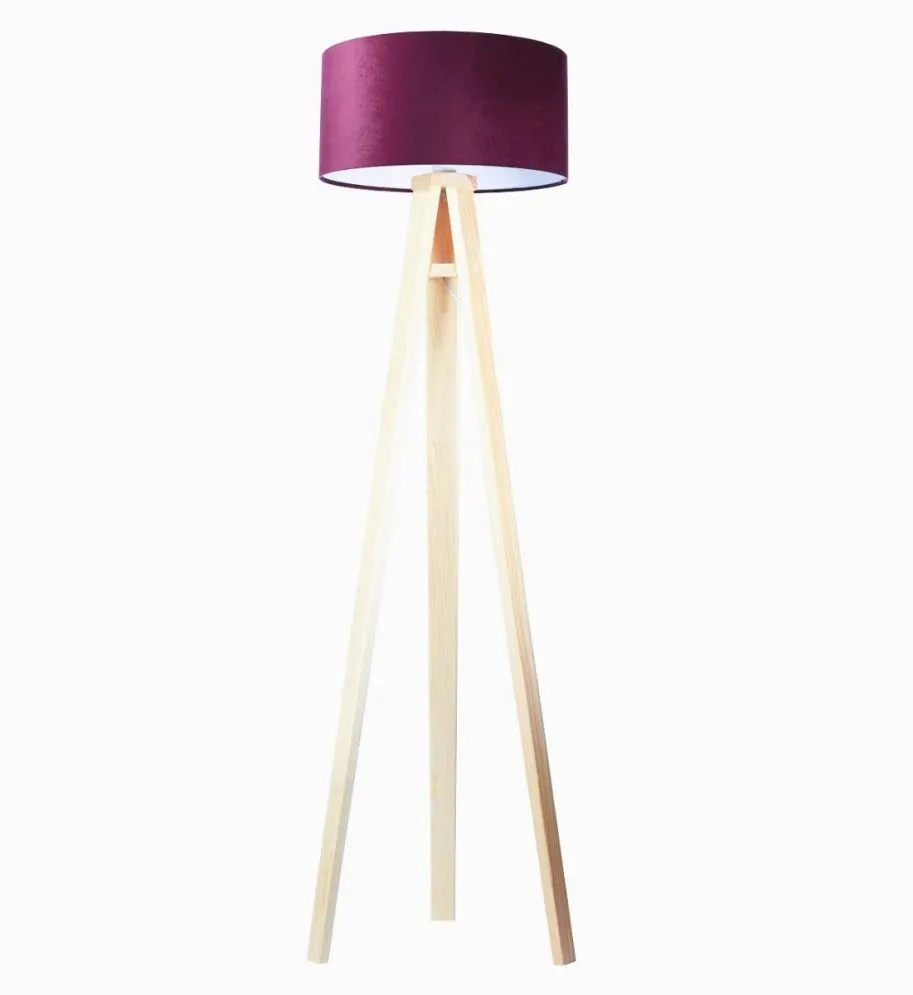 Lampa stojąca HOME 50 fioletowa/biała/sosna z włącznikiem nożnym | MIRAT.