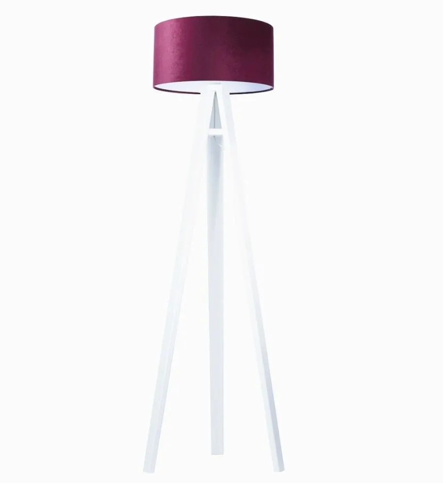 Lampa stojąca HOME 50 fioletowa/biała/biała na drewnianej podstawie | MIRAT.