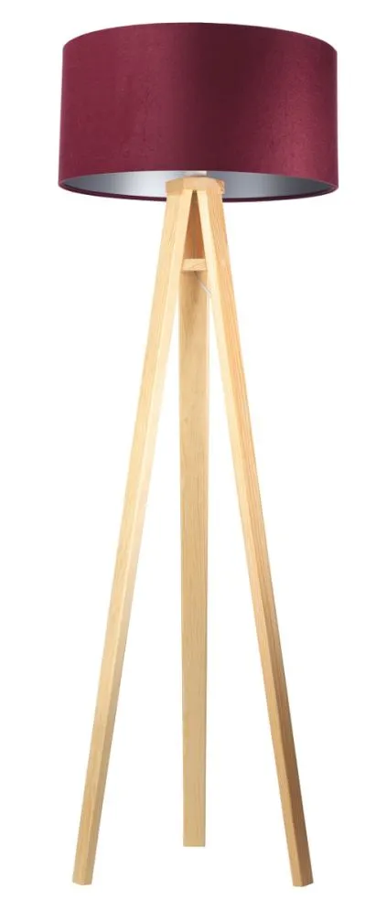 Lampa stojąca HOME 50 bordowa/srebrna/sosna podłogowa | MIRAT.