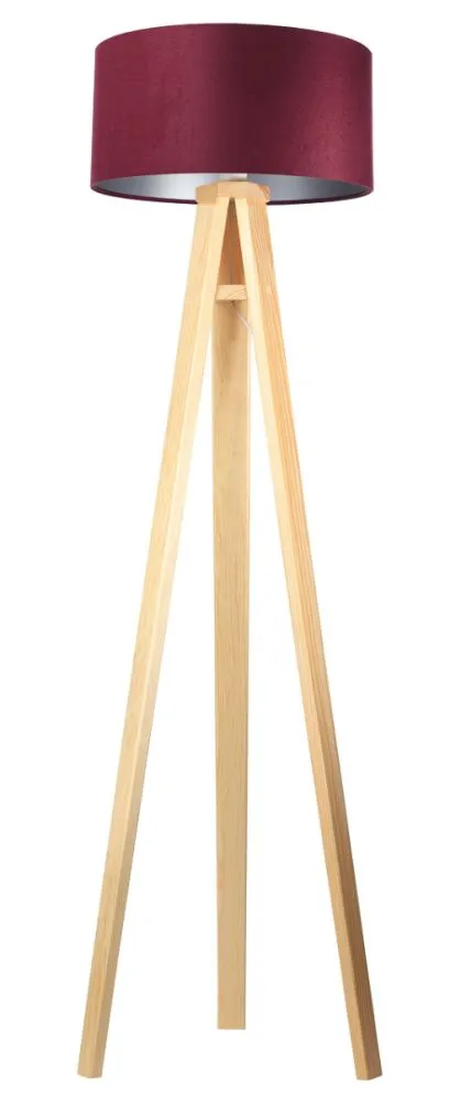 Lampa stojąca HOME 40 bordowa/srebrna/sosna do biura | MIRAT.