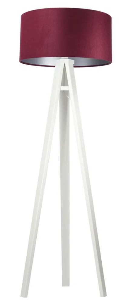 Lampa stojąca HOME 50 bordowa/srebrna/biała welurowa podłogowa | MIRAT.