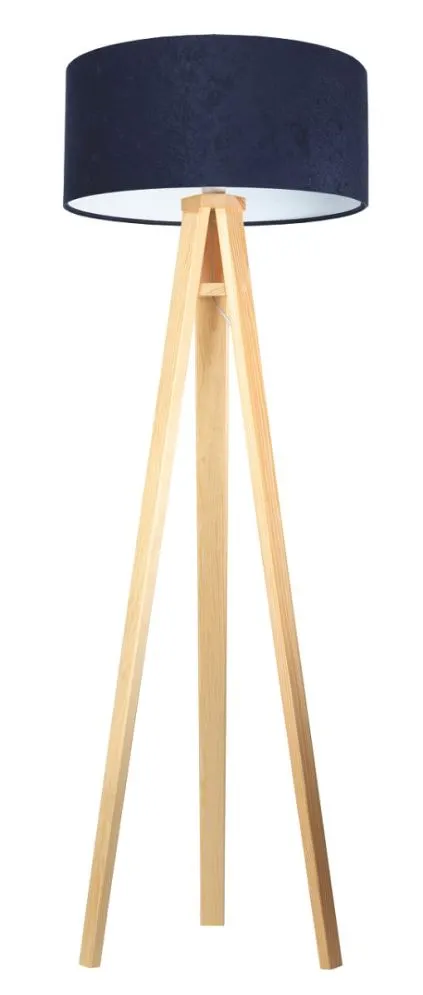 Lampa stojąca HOME 50 granatowa/biała/sosna welurowa | MIRAT.