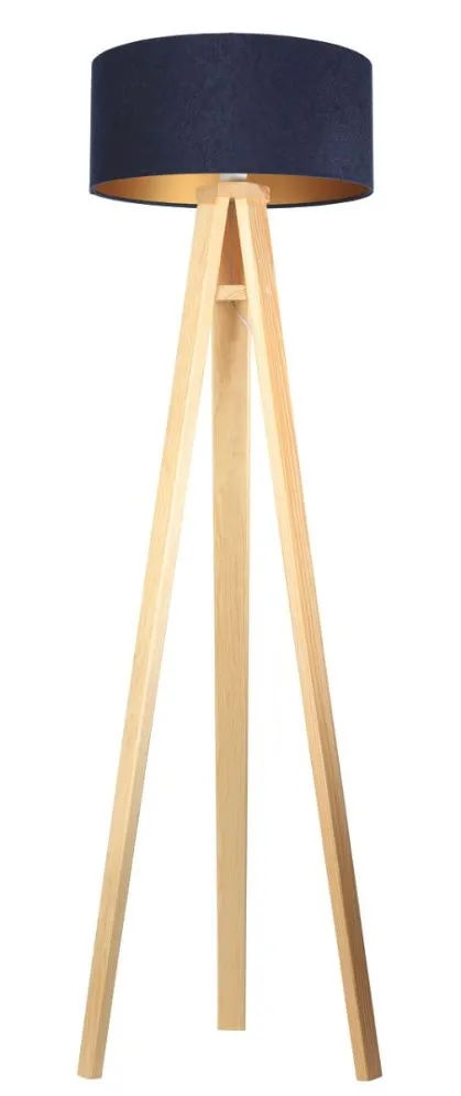Lampa stojąca HOME 40 granatowa/złota/sosna w stylu glamour | MIRAT.