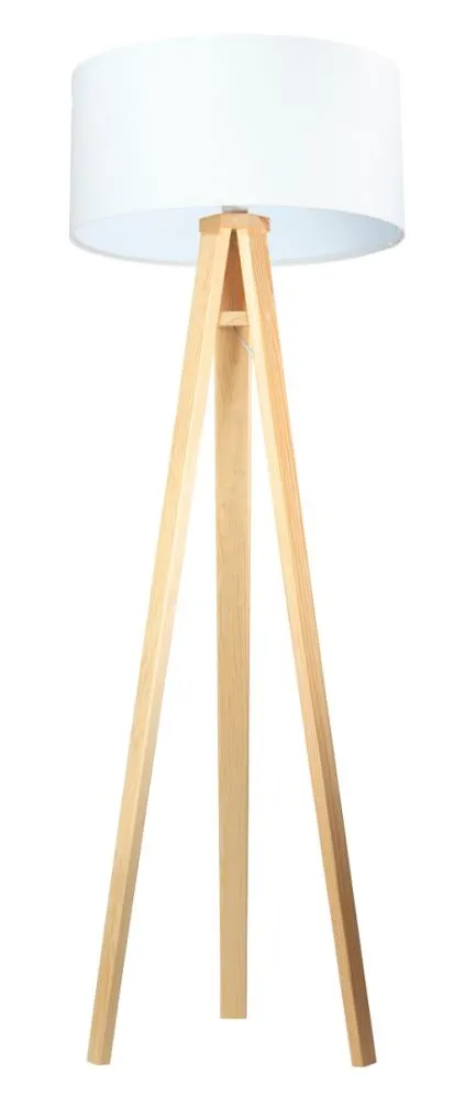 Lampa stojąca HOME 50 biała/sosna do salonu | MIRAT.