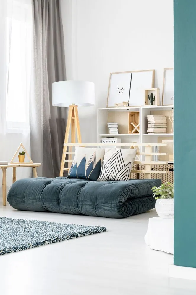 Lampa stojąca HOME 50 biała/sosna do salonu | MIRAT.