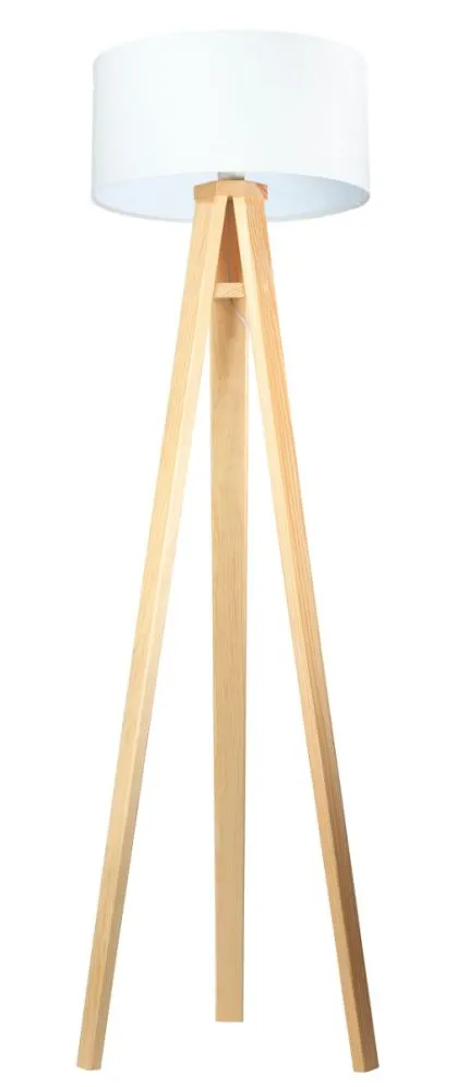 Lampa stojąca HOME 40 biała/sosna w stylu skandynawskim | MIRAT.