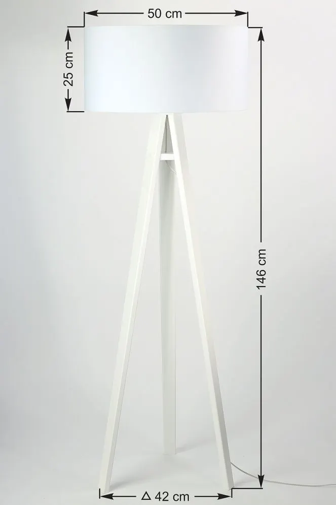 Lampa stojąca HOME 50 biała nowoczesna na trójnogu | MIRAT.