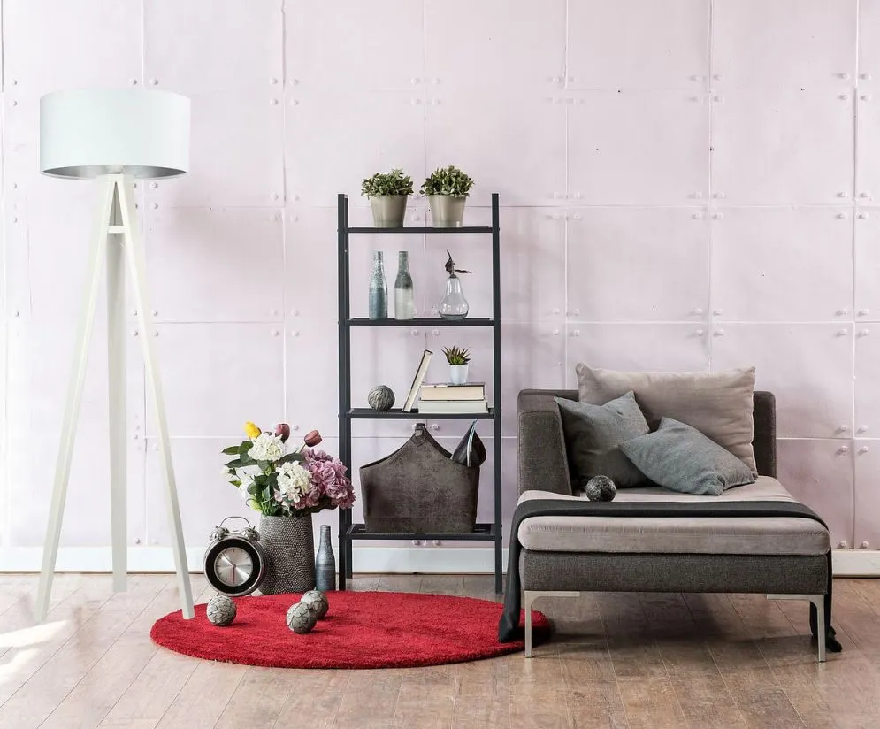 Lampa stojąca HOME 40 biała/srebrna/biała polskiej produkcji | MIRAT.