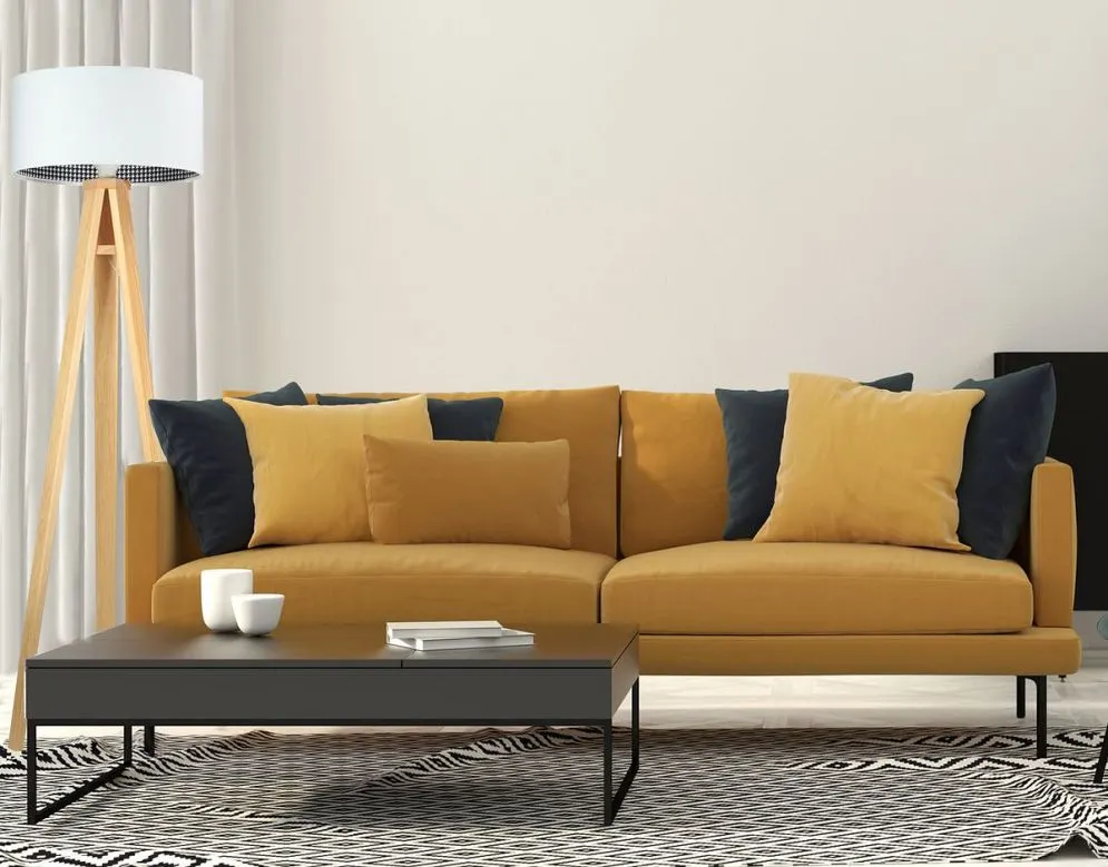 Lampa stojąca HOME 40 biała/pepitka/sosna na trójnogu | MIRAT.