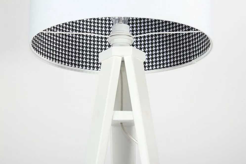 Lampa stojąca HOME 40 biała/pepitka/biała w stylu skandynawskim | MIRAT.