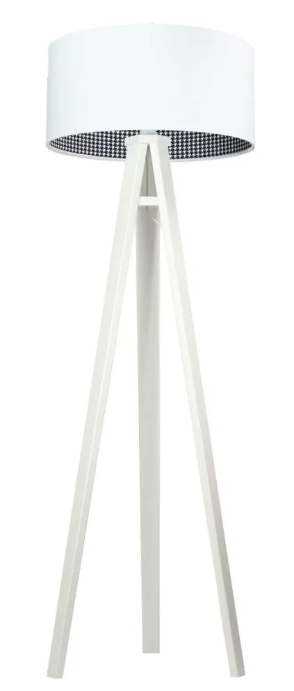 Lampa stojąca HOME 50 biała/pepitka/biała na trójnogu | MIRAT.