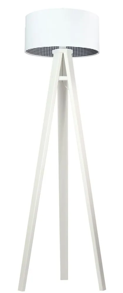 Lampa stojąca HOME 40 biała/pepitka/biała w stylu skandynawskim | MIRAT.