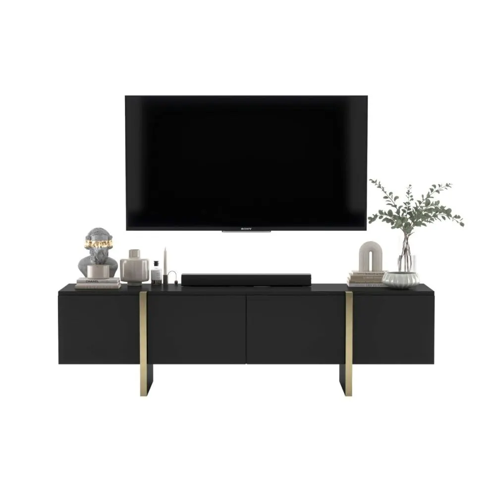 Szafka RTV GRANT 180cm czarny mat do salonu I sklep meblowy MIRAT. styl GLAMOUR, LOFT