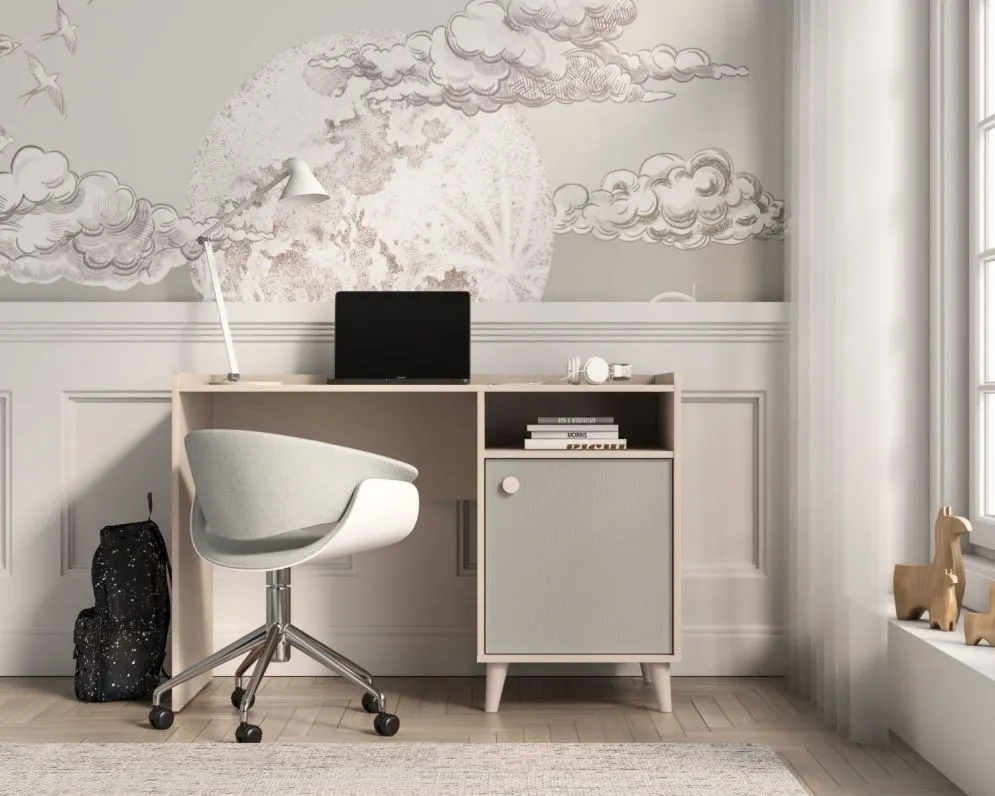 Biurko dziecięce MEVEL szare I sklep meblowy MIRAT. styl PASTELE kolekcja MEVEL