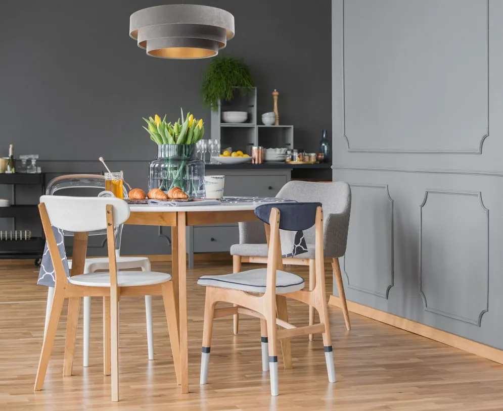 Lampa wisząca TRIO szara/złota ręcznie robiona nad stół | MIRAT. w stylu  kolekcja