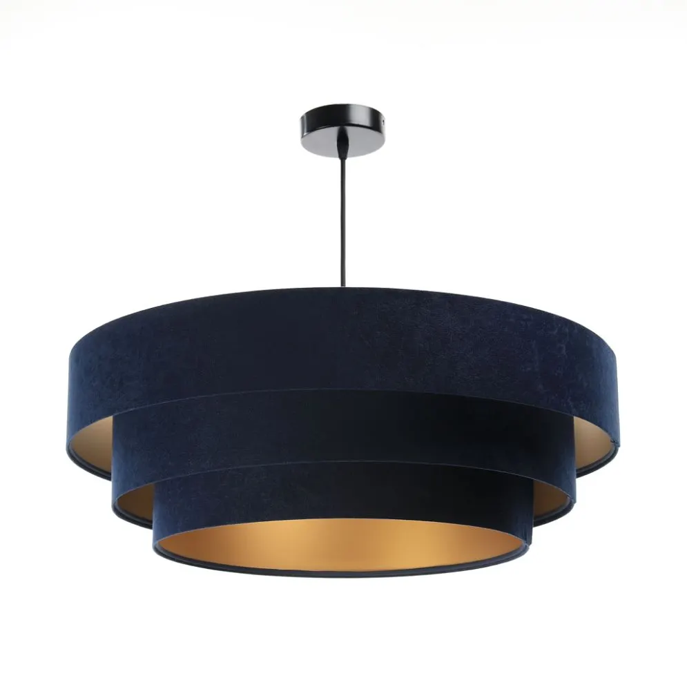 Lampa wisząca TRIO granatowa/złota welurowa nowoczesna | MIRAT. w stylu  kolekcja