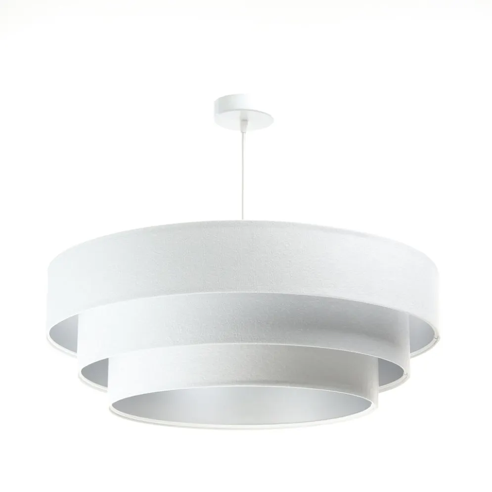 Lampa wisząca TRIO biała/srebrna w stylu glamour do jadalni | MIRAT. w stylu kolekcja