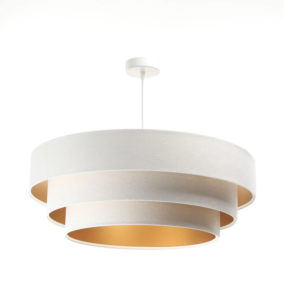 Lampa wisząca TRIO biała/złota welurowa do jadalni | MIRAT. w stylu  kolekcja