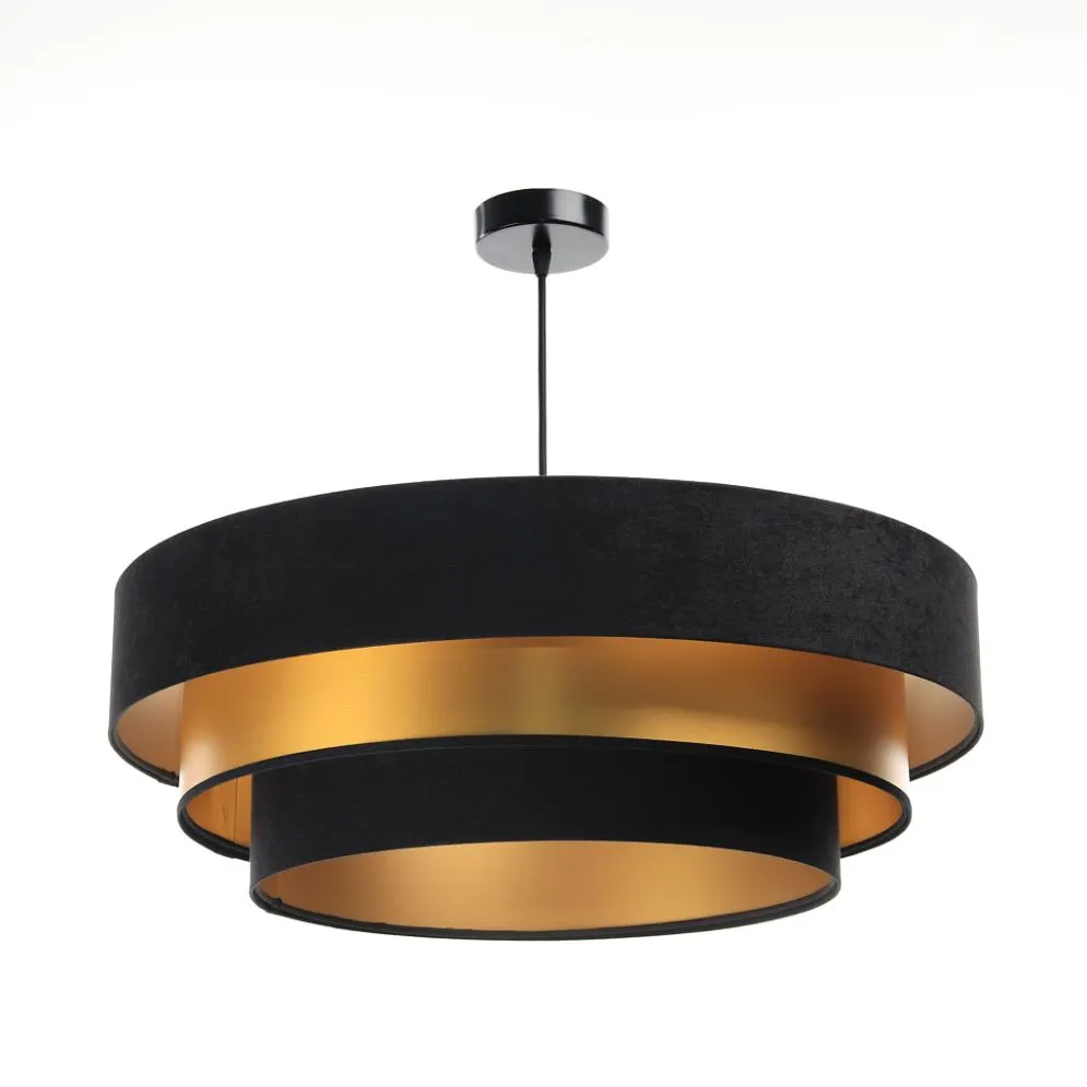 Lampa wisząca TRIO MIX czarna/złota z potrójnym abażurem | MIRAT. w stylu  kolekcja