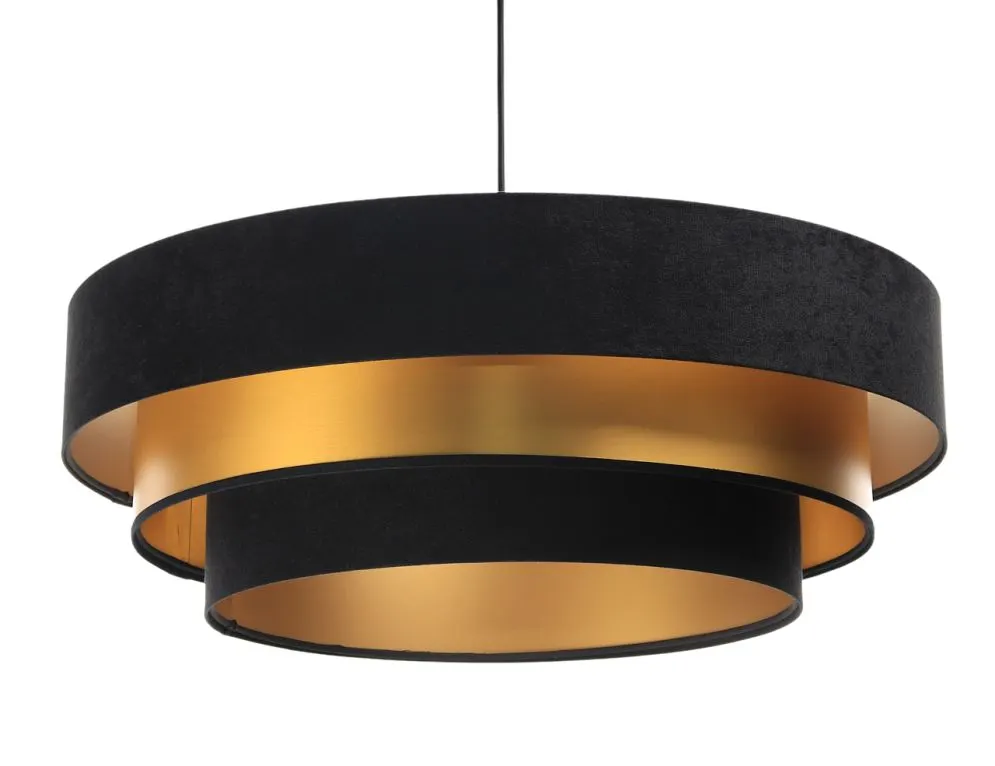 Lampa wisząca TRIO MIX czarna/złota z potrójnym abażurem | MIRAT. w stylu  kolekcja