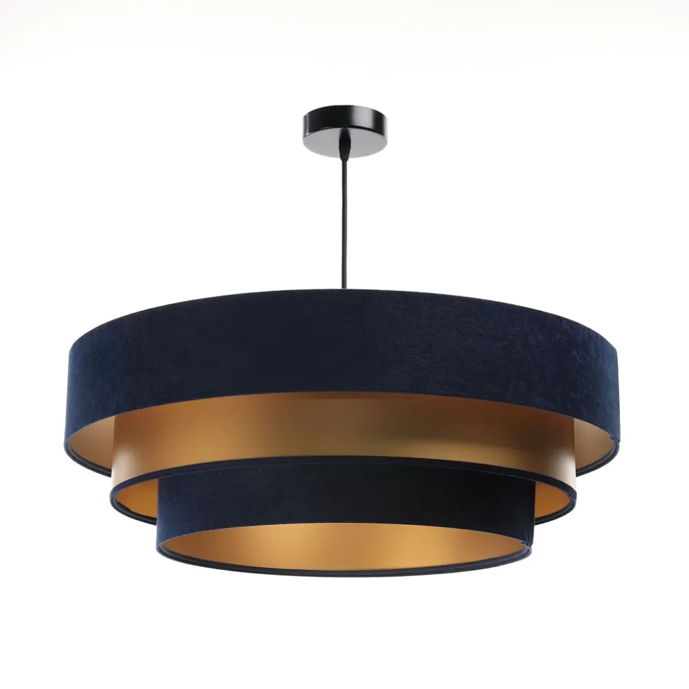 Lampa wisząca TRIO MIX granatowa/złota ręcznie robiona nad stół | MIRAT. w stylu  kolekcja