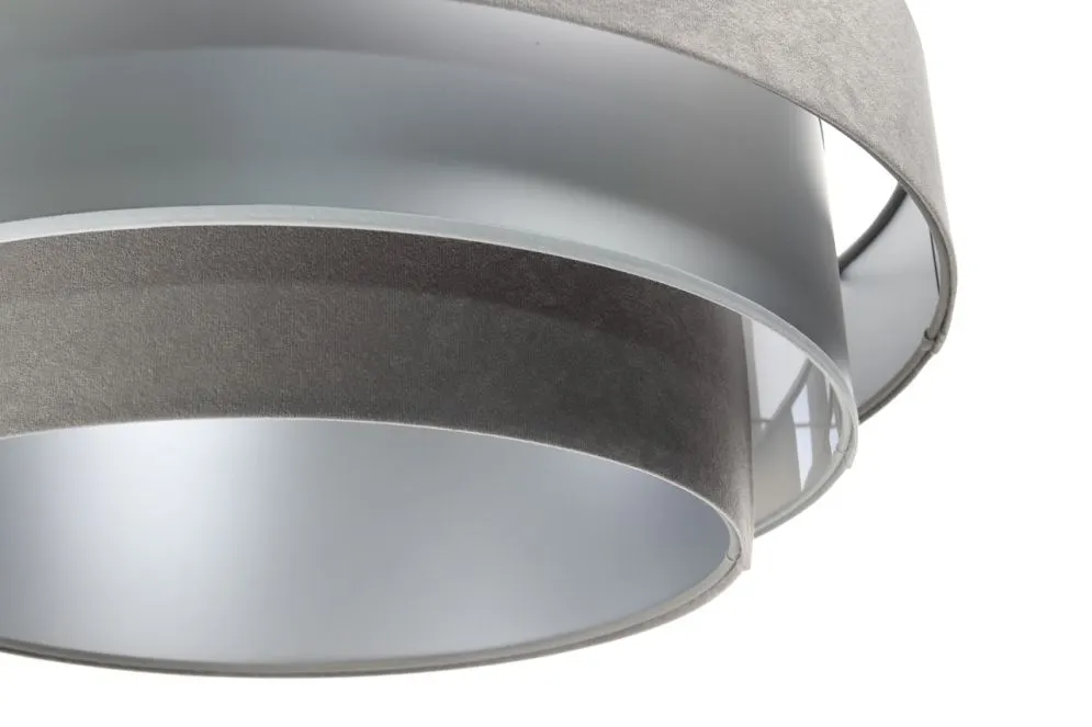 Lampa wisząca TRIO MIX szara/srebrna dwukolorowa welurowa | MIRAT. w stylu  kolekcja