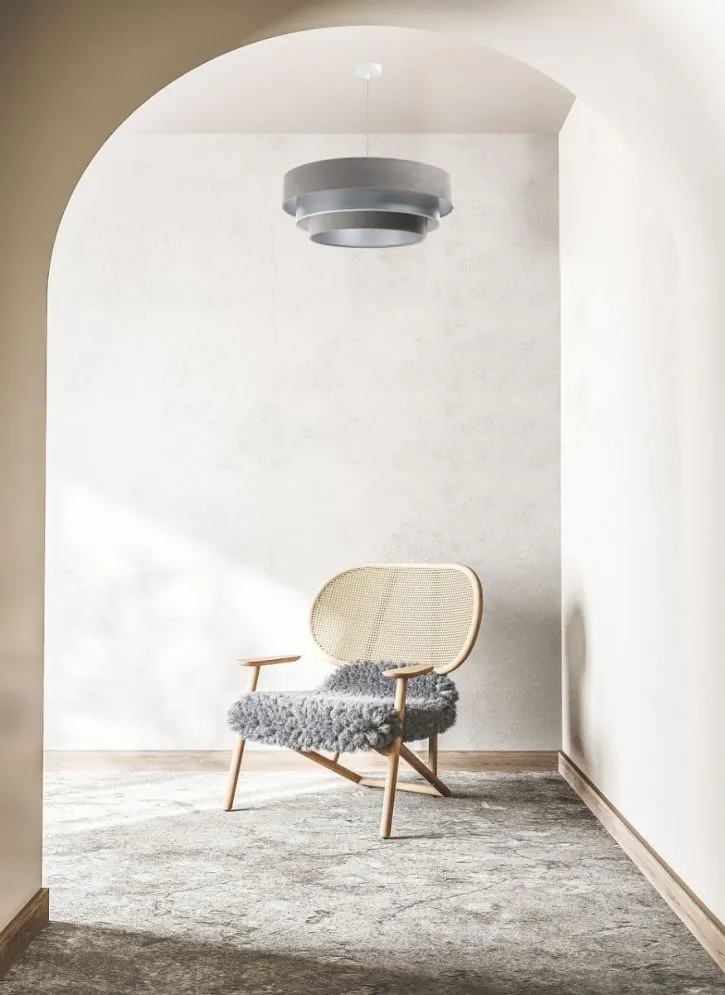 Lampa wisząca TRIO MIX szara/srebrna dwukolorowa welurowa | MIRAT. w stylu  kolekcja