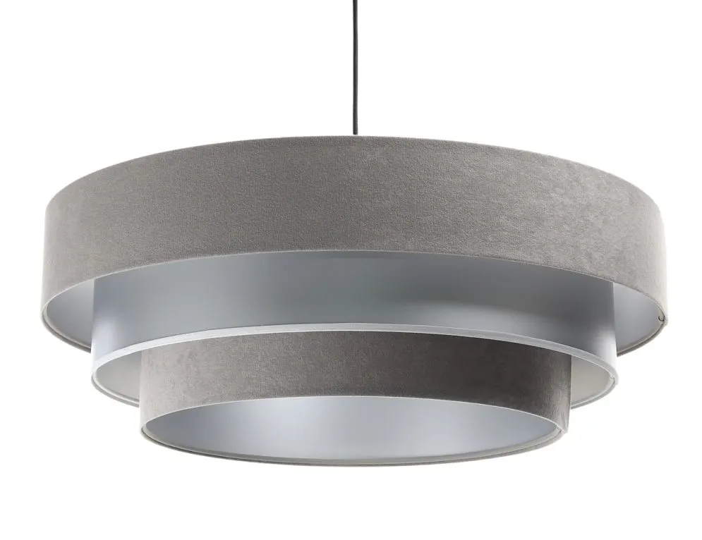 Lampa wisząca TRIO MIX szara/srebrna dwukolorowa welurowa | MIRAT. w stylu  kolekcja