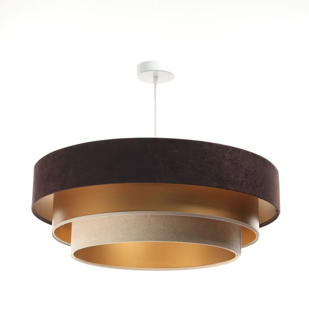 Lampa wisząca TRIO MIX brązowa/złota/beżowa welurowa na 1 żarówkę | MIRAT. w stylu  kolekcja