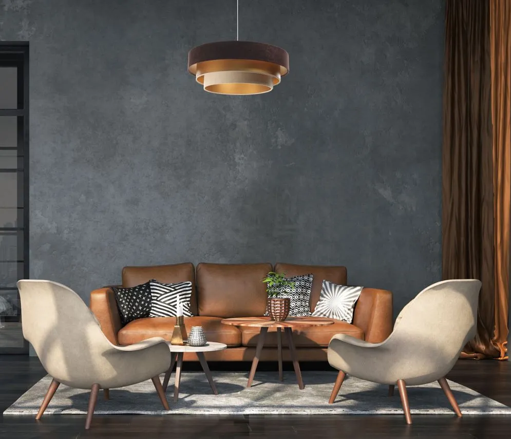 Lampa wisząca TRIO MIX brązowa/złota/beżowa welurowa na 1 żarówkę | MIRAT. w stylu  kolekcja