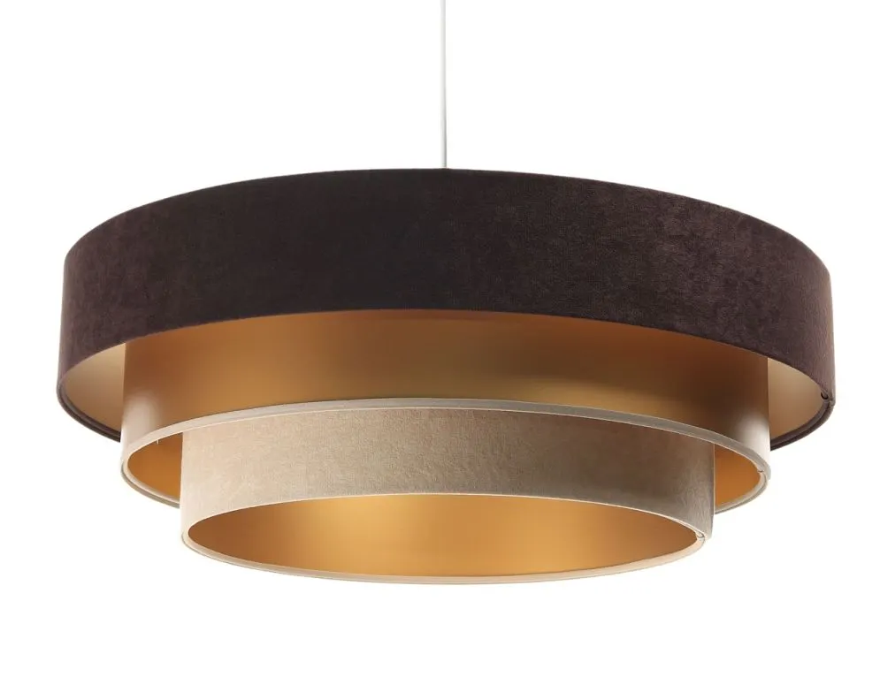 Lampa wisząca TRIO MIX brązowa/złota/beżowa welurowa na 1 żarówkę | MIRAT. w stylu  kolekcja