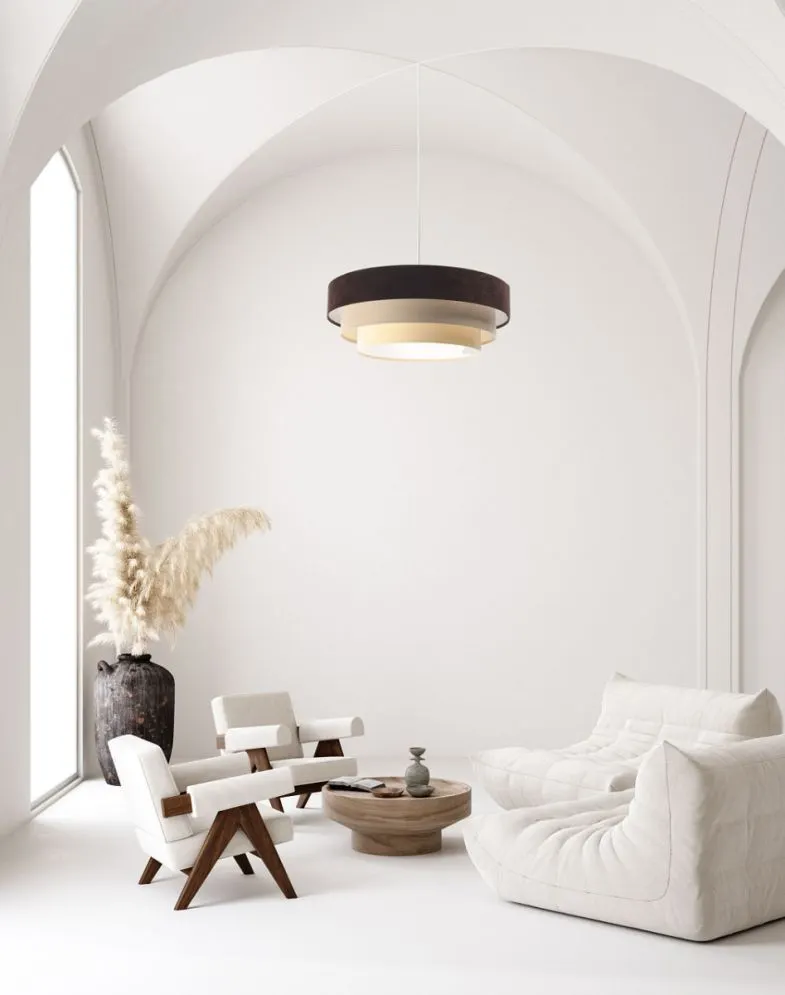 Lampa wisząca TRIO MIX brązowa/beżowa/biała z potrójnym abażurem | MIRAT. w stylu  kolekcja