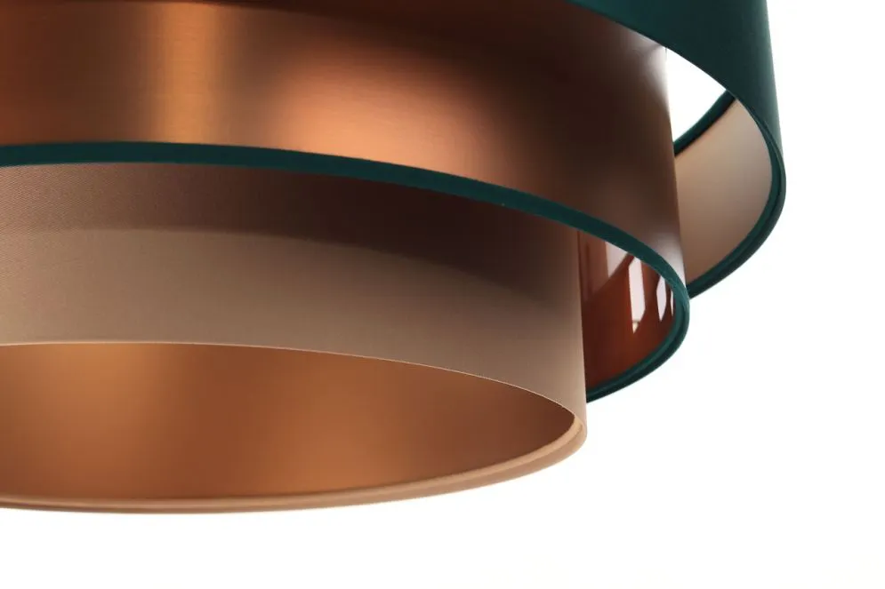 Lampa wisząca TRIO MIX zielona/miedziana/beżowa z potrójnym abażurem | MIRAT. w stylu  kolekcja