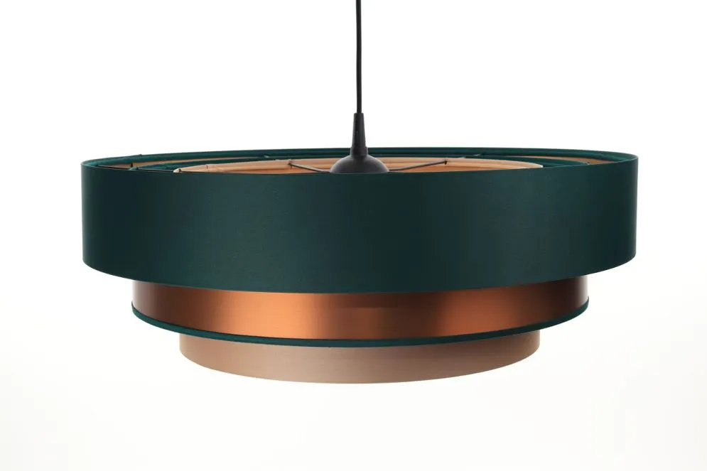 Lampa wisząca TRIO MIX zielona/miedziana/beżowa z potrójnym abażurem | MIRAT. w stylu  kolekcja