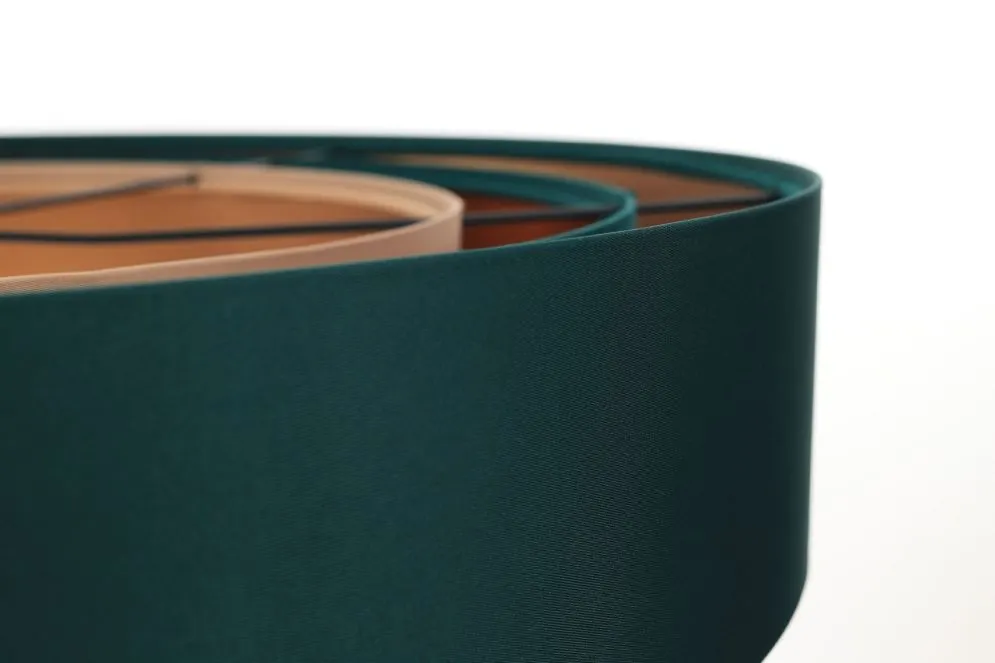 Lampa wisząca TRIO MIX zielona/miedziana/beżowa z potrójnym abażurem | MIRAT. w stylu  kolekcja