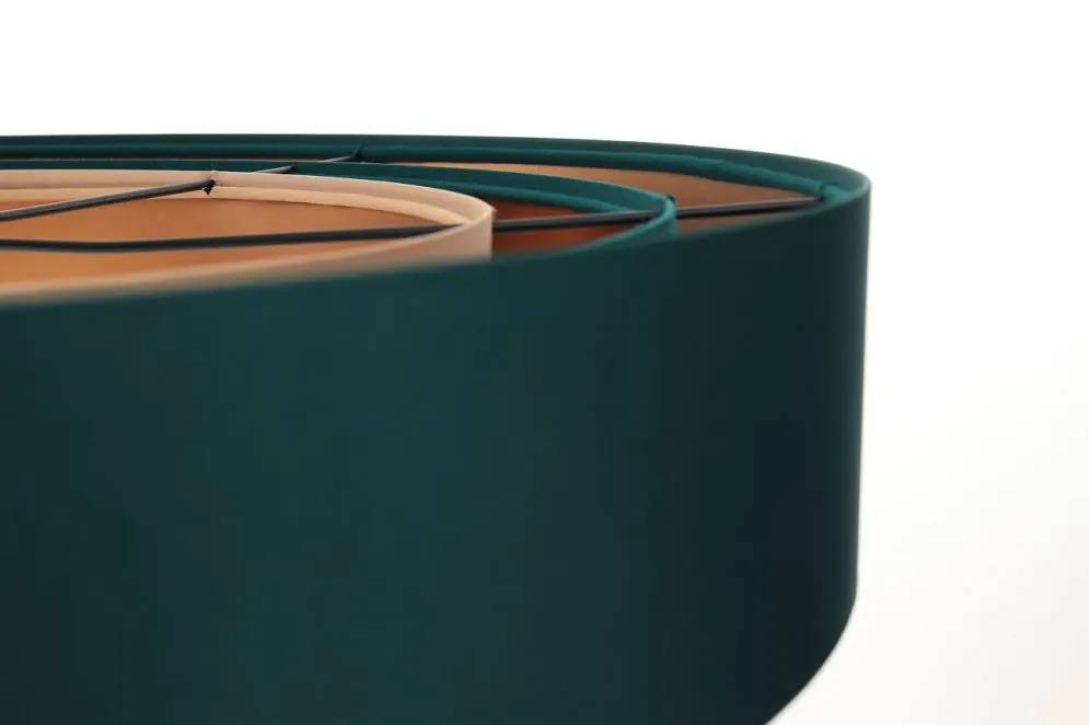 Lampa wisząca TRIO MIX zielona/miedziana/beżowa z potrójnym abażurem | MIRAT. w stylu  kolekcja