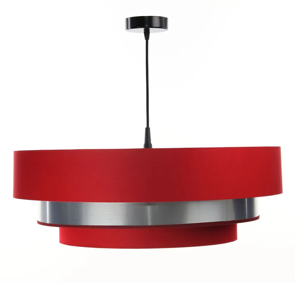 Lampa wisząca TRIO MIX czerwona/srebrna satynowa ręcznie robiona | MIRAT. w stylu kolekcja