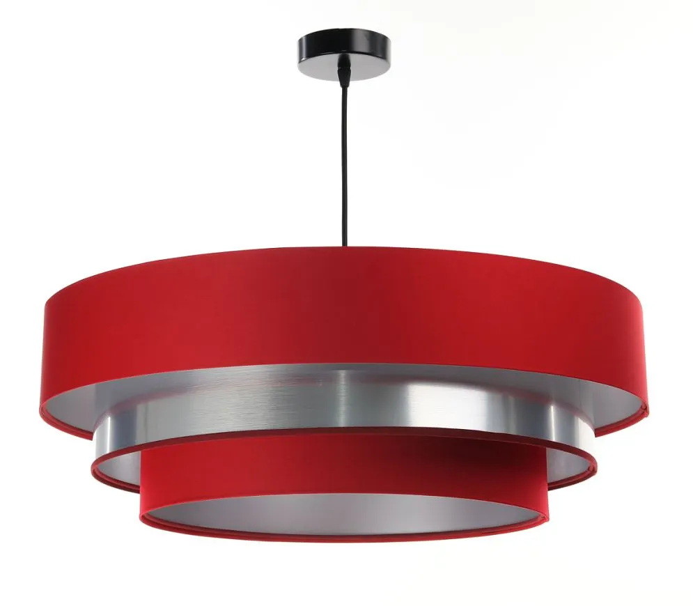 Lampa wisząca TRIO MIX czerwona/srebrna satynowa ręcznie robiona | MIRAT. w stylu kolekcja