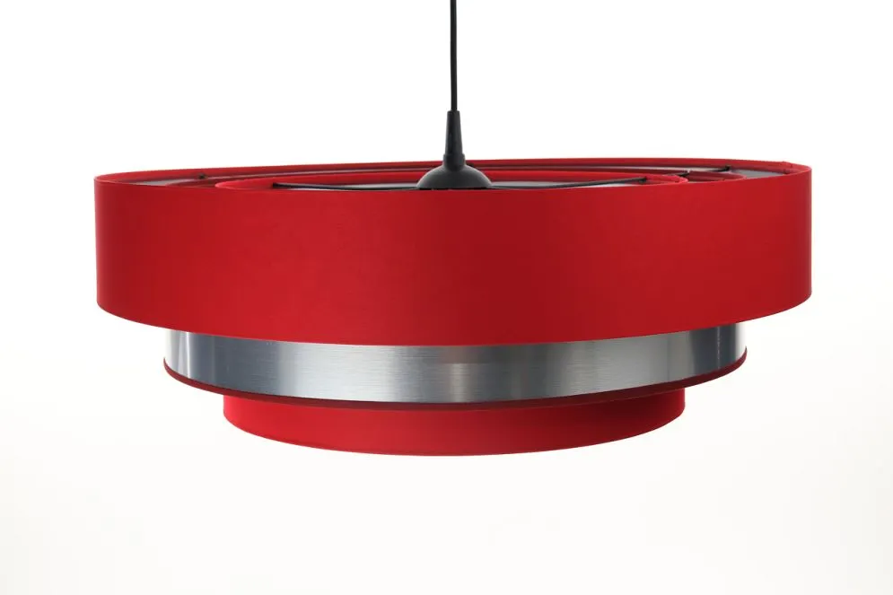 Lampa wisząca TRIO MIX czerwona/srebrna satynowa ręcznie robiona | MIRAT. w stylu kolekcja