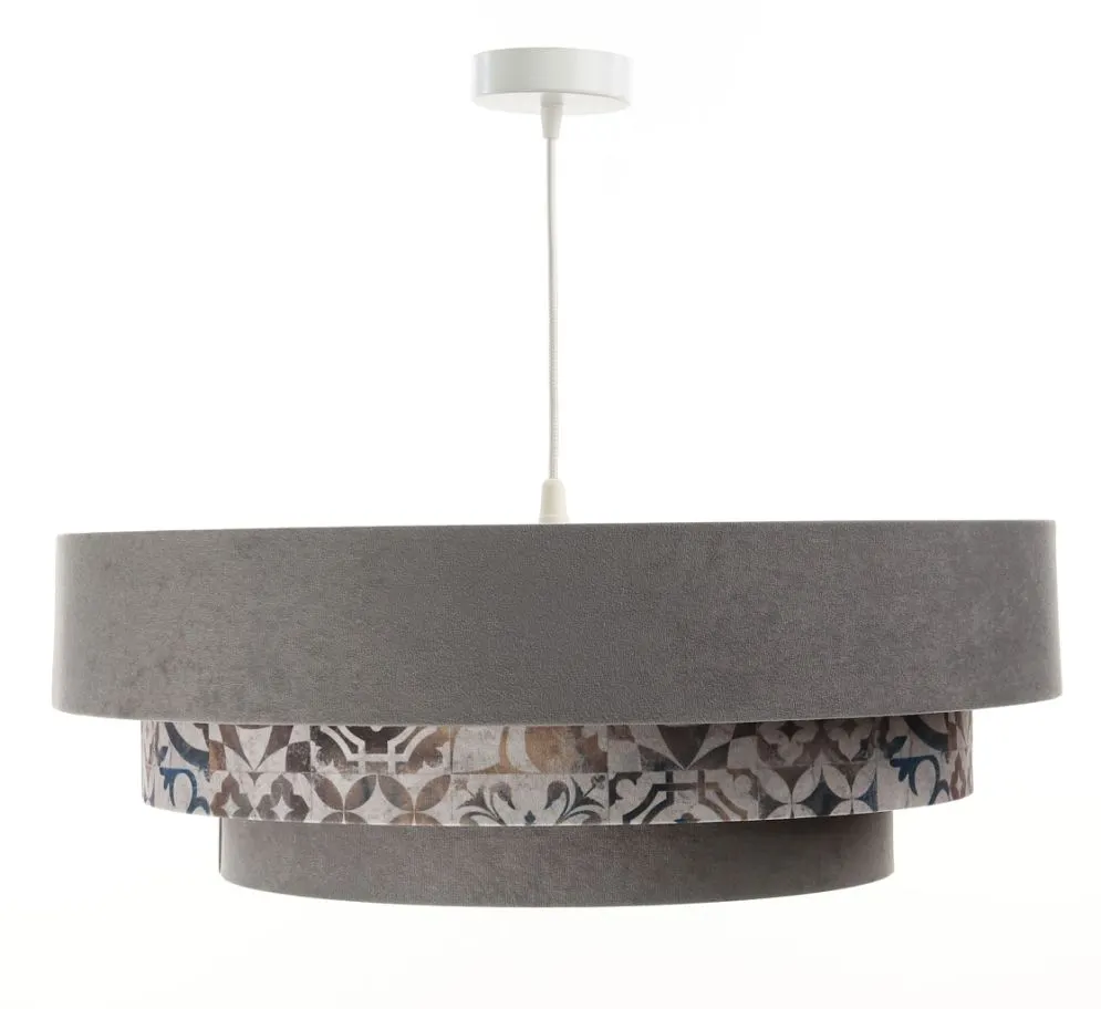 Lampa wisząca TRIO MIX szara/wielokolorowa elegancka welurowa | MIRAT. w stylu kolekcja