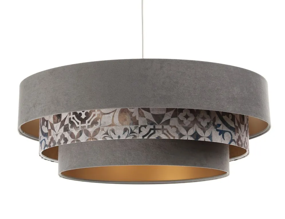 Lampa wisząca TRIO MIX szara/wielokolorowa elegancka welurowa | MIRAT. w stylu kolekcja