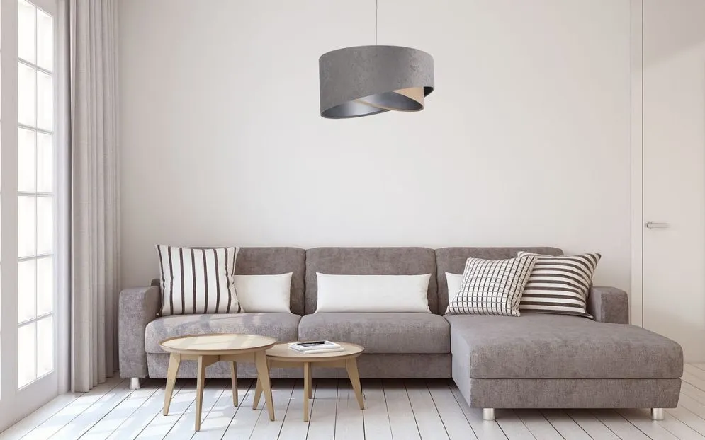 Lampa wisząca SILVERY szara/beżowa/srebrna asymetryczna aksamitna | MIRAT. w stylu  kolekcja