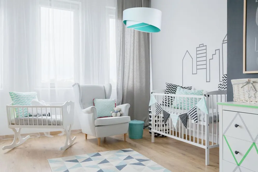 Lampa wisząca GEMSTONE WHITE biała/miętowa dwukolorowa asymetryczna | MIRAT. w stylu kolekcja